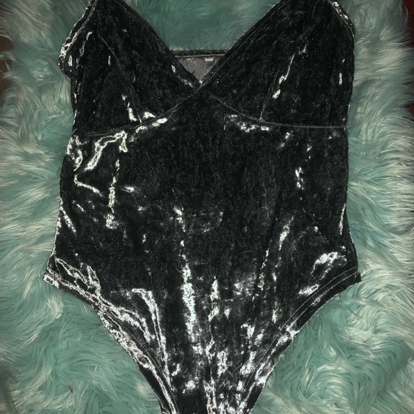 Gray velvet bodysuit - Picture 2 of 3